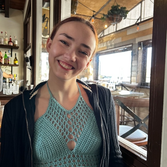 HAND CRAFTED CROCHET HALTER SMALL BOHEMIAN HIPPIE CROP TANK TOP OFF THE SHOULDER - Picture 2 of 5